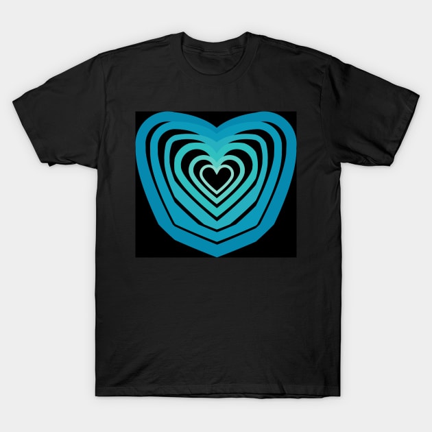Abstract Blue Green Heart Pattern T-Shirt by Peaceful Space AS